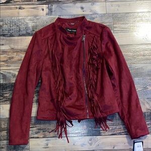 NWT Black Rivet Fringe moto jacket size large